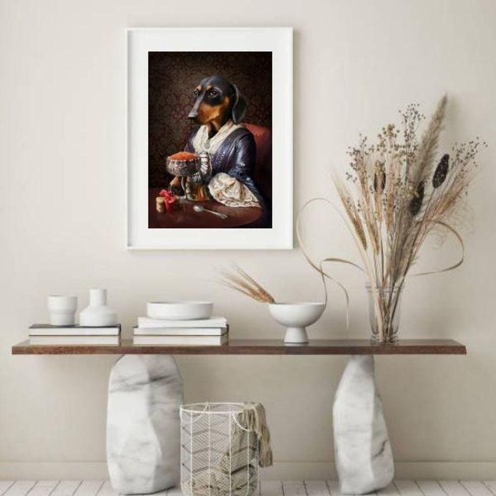 Quadro Senhora Dachshund - 60X48Cm