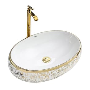 Kit Cuba Pia Louça Cerâmica Banheiro Dourado C/ Torn E Válv