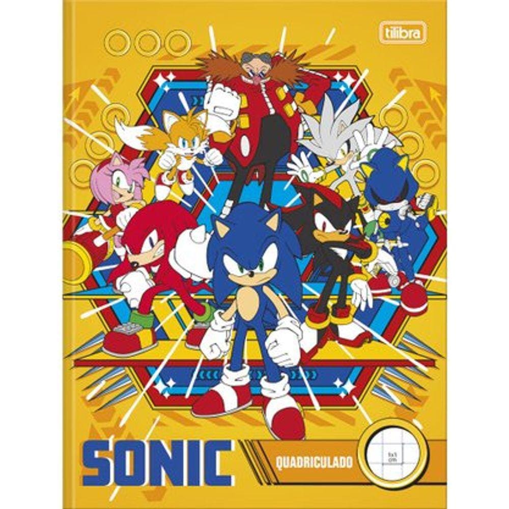 Caderno Sonic Quadriculado Brochura Universitário Capa Dura 40 Folhas Amarelo Tilibra