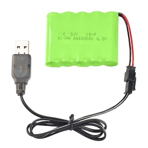Pacote de bateria recarregável DOUBLE E 6V 800mAh com USB para RC C