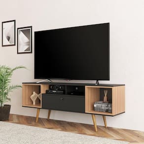 Rack para Sala de Estar 160cm R1488 Amêndoa/Preto