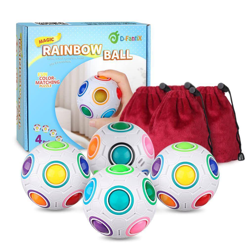 Puzzle Ball D-fantix Rainbow 4 unidades para crianças de 3 anos ou mais com bolsa