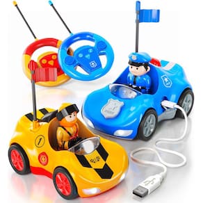 Pacote de 2 carros de desenho animado com controle remoto recarregável de brinquedo para crianças