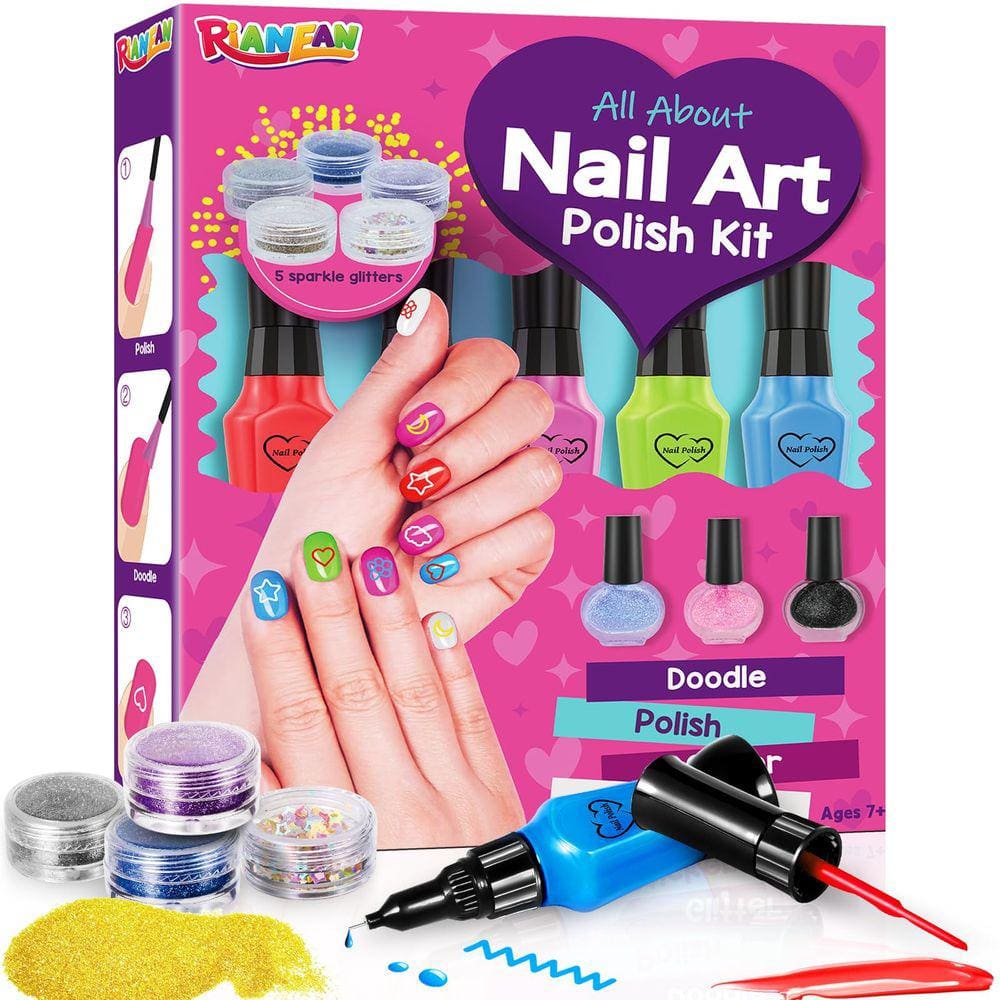 Kit de esmaltes RIANEAN para meninas de 8 a 12 anos com esmalte