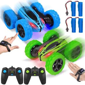 RC Stunt Car Tackview 4WD, dupla face, giratório de 360°, pacote com 2 unidades