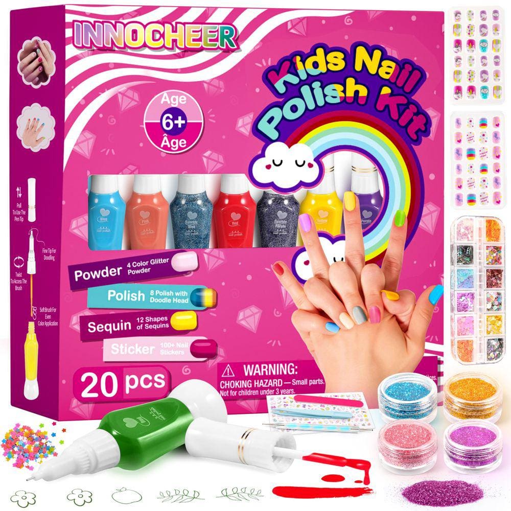 Conjunto de esmaltes INNOCHEER para meninas de 4 a 12 anos com Nail Art K