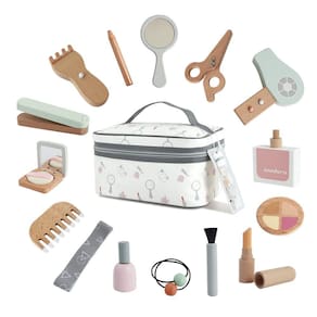 Conjunto de brinquedos de maquiagem nunukids Wooden Beauty Salon para meninas 3+