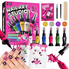 Conjunto de esmaltes Tomons para crianças de 6 a 12 anos com esmalte, canetas,