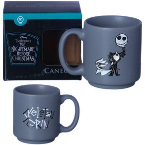 Mini Caneca Jack Skellington Cinza Café Expresso Empilhável Cerâmica 100ML Oficial O Estranho Mundo De Jack Disney