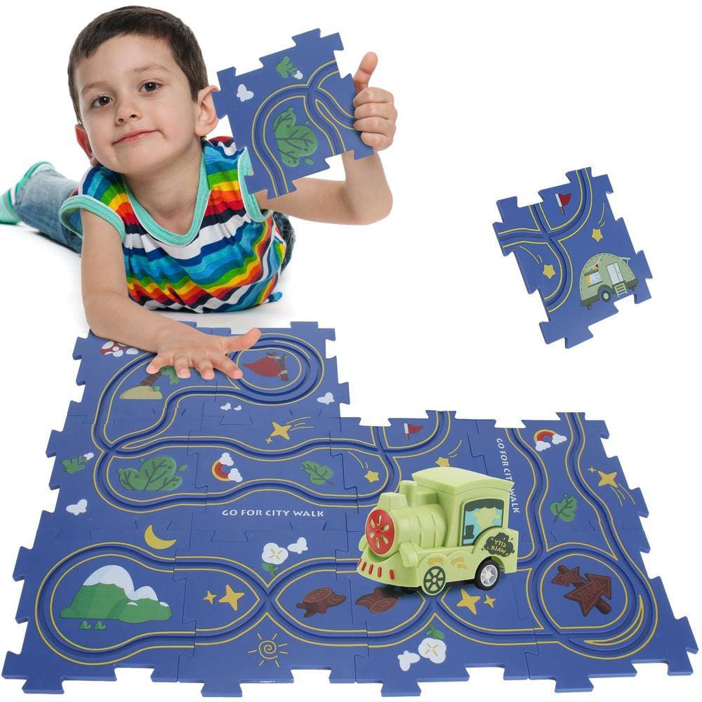 Conjunto de jogos Puzzle Track Car XVZKIZJ para crianças de 3 a 8 anos com 12 P