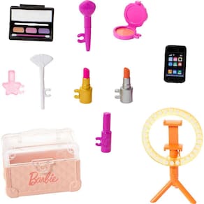 Conjunto de acessórios Tutorial de maquiagem da Barbie com 12 peças de brinquedo