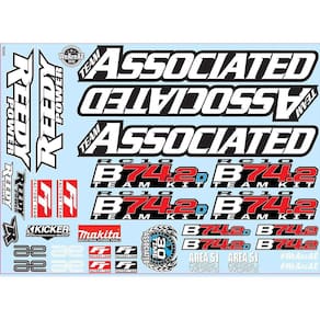 Folha de decalque para carro/caminhão elétrico Team Associated RC10B74.2