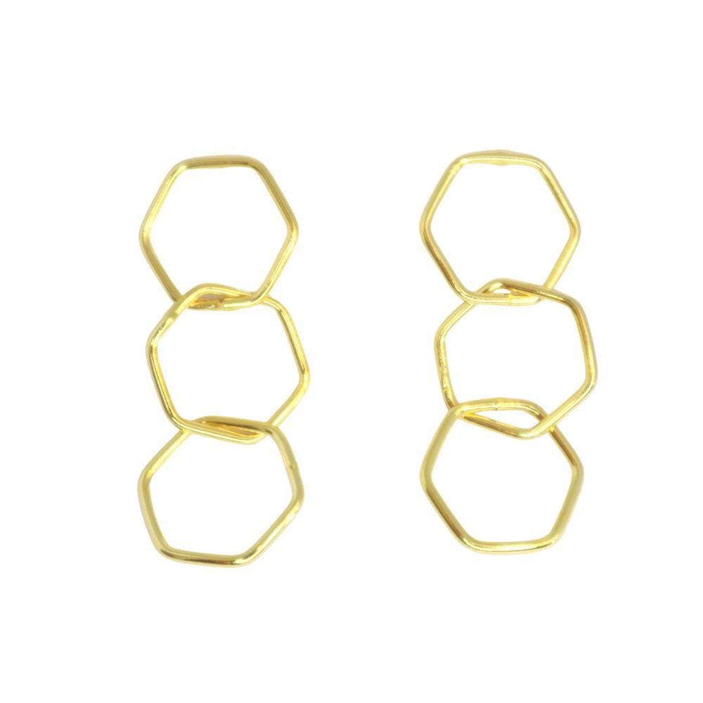 Brinco Hexágono - Banhado em Ouro 18k