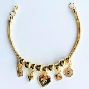 Pulseira com Berloques - Banhado em Ouro 18k