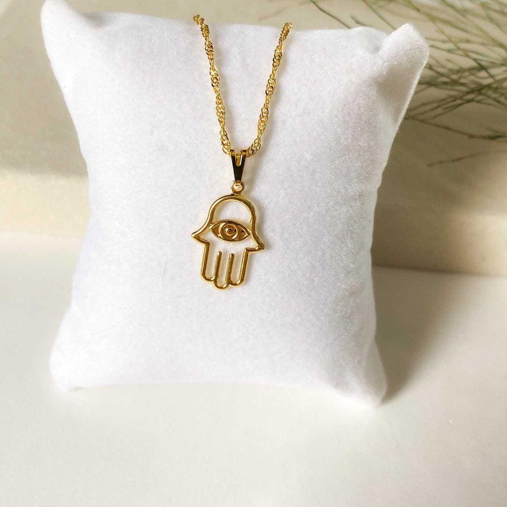 Colar Mão de Hamsa - Banhado em Ouro 18k