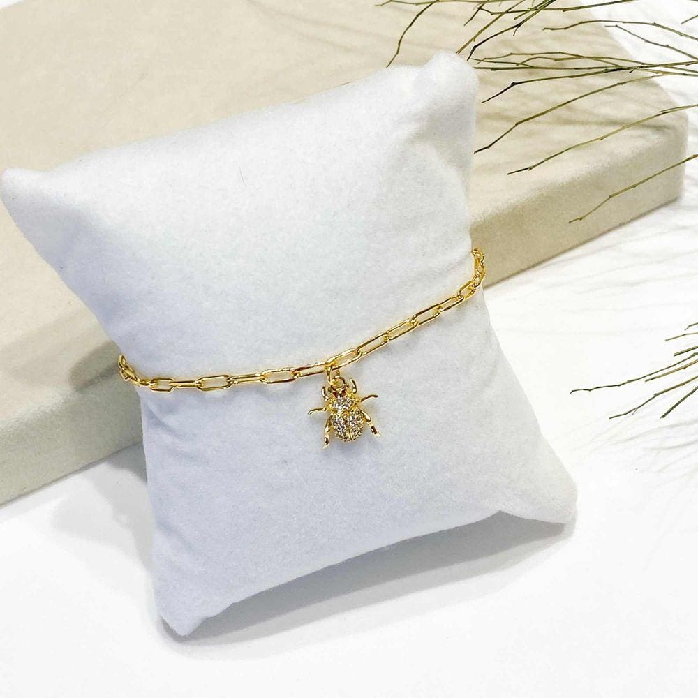 Pulseira Pingente Besouro com Zircônias