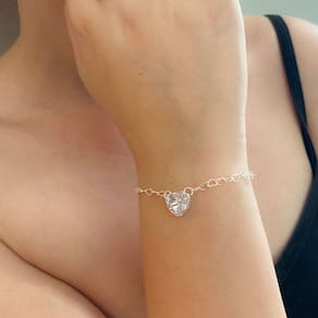Pulseira Pingente Coração - Banhado em Prata 925
