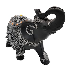 Elefante da Sorte Médio - Negro com Manta Cinza