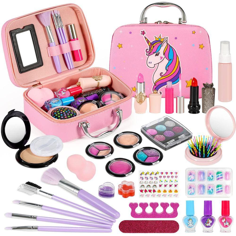 Kit de maquiagem Kiztoys para meninas de 3 a 10 anos com 27 acessórios