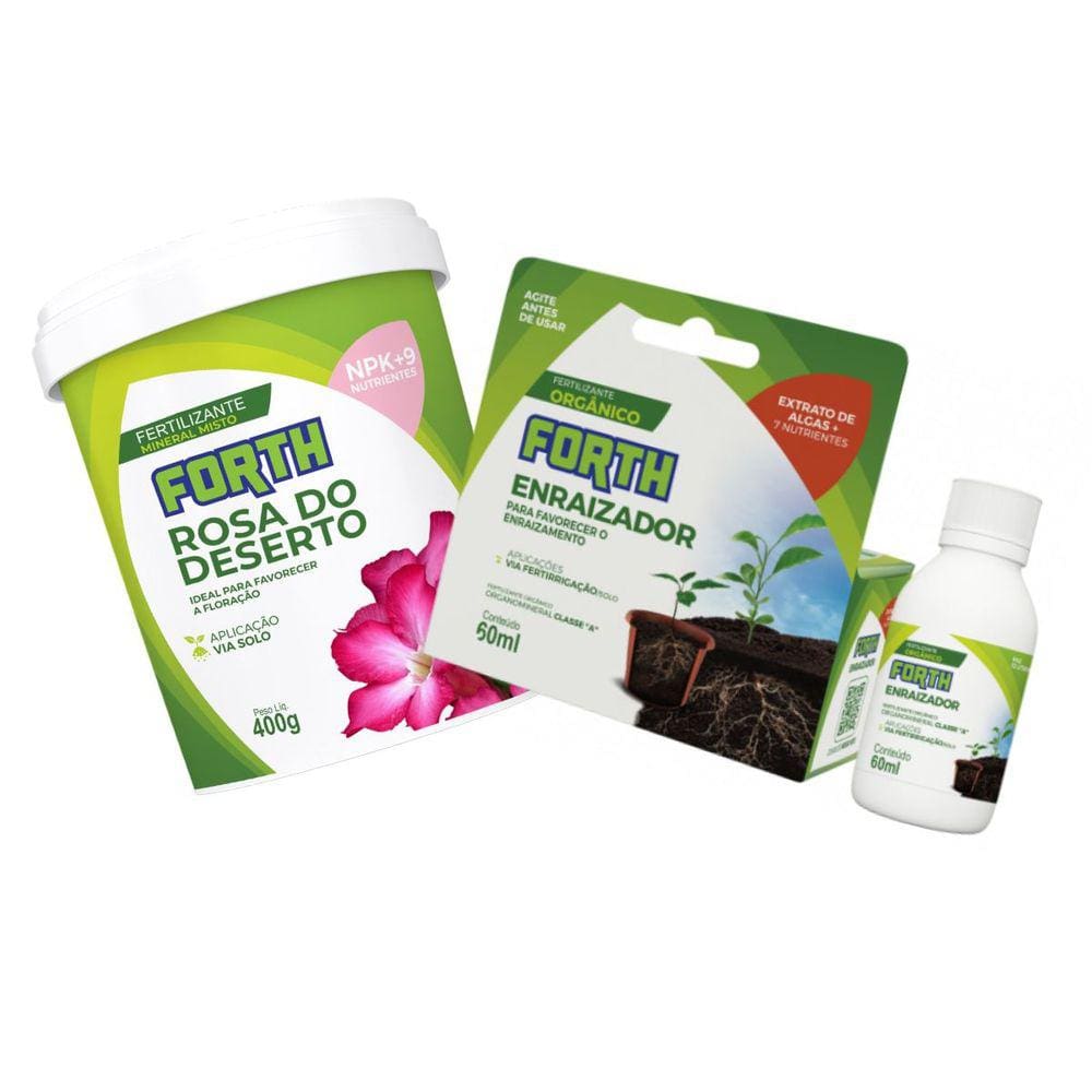 KIT Fertilizantes para Rosa do Deserto + Enraizador FORTH