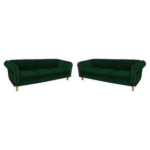 2 Sofás Chesterfield Capitone Duque Suede Verde Musgo 2,30