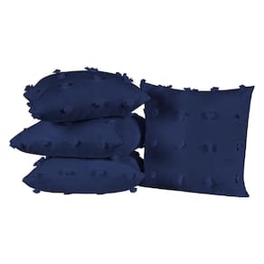Kit 4 Almofadas Cheias Quadradas Poppy Com Pompom Marinho