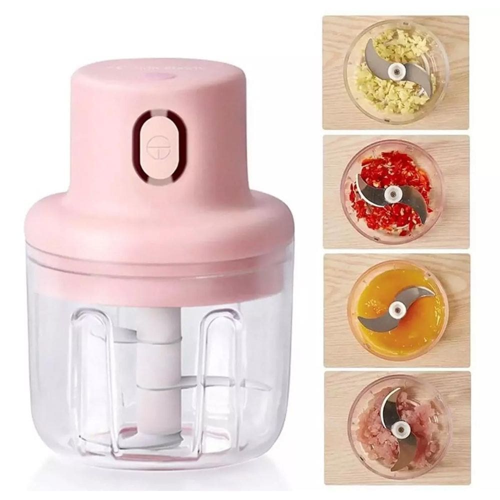 Processador De Alimentos Recarregavel Com 3Laminas +Cabo Usb