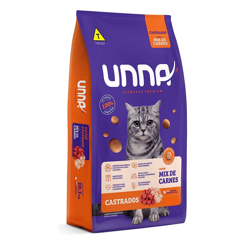 Ração Gatos Unna Castrados Mix Carnes 10,1kg