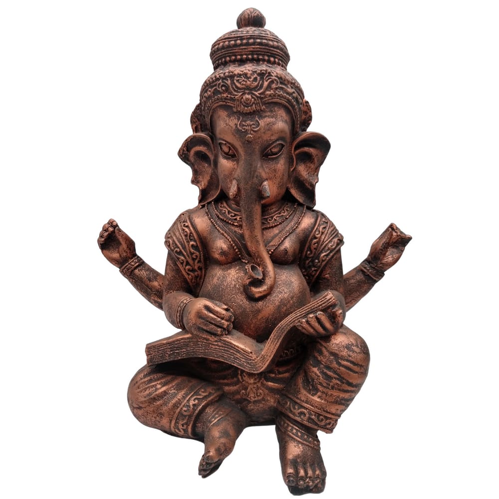 Ganesha Grande com Livro - Bronze