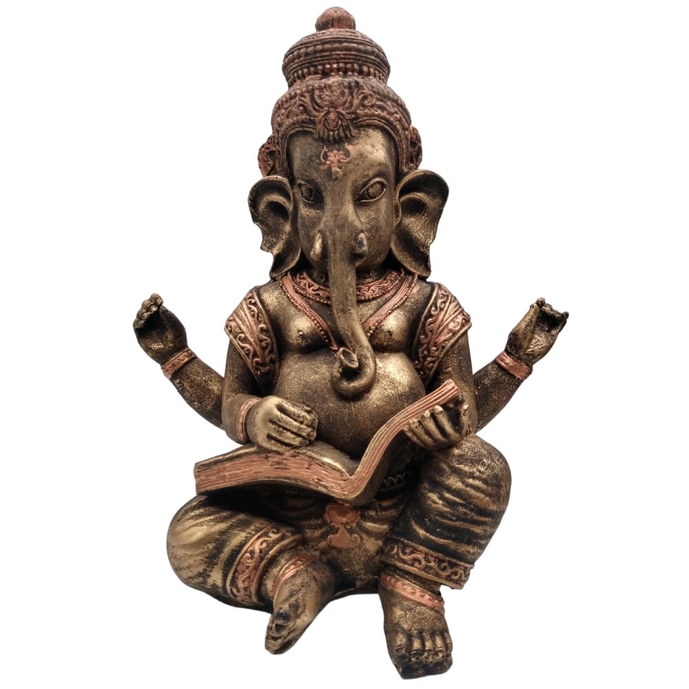 Ganesha Grande com Livro - Dourado