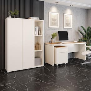 Conjunto de Escritório Office 3 peças Mesa Gaveteiro Armário Oslo