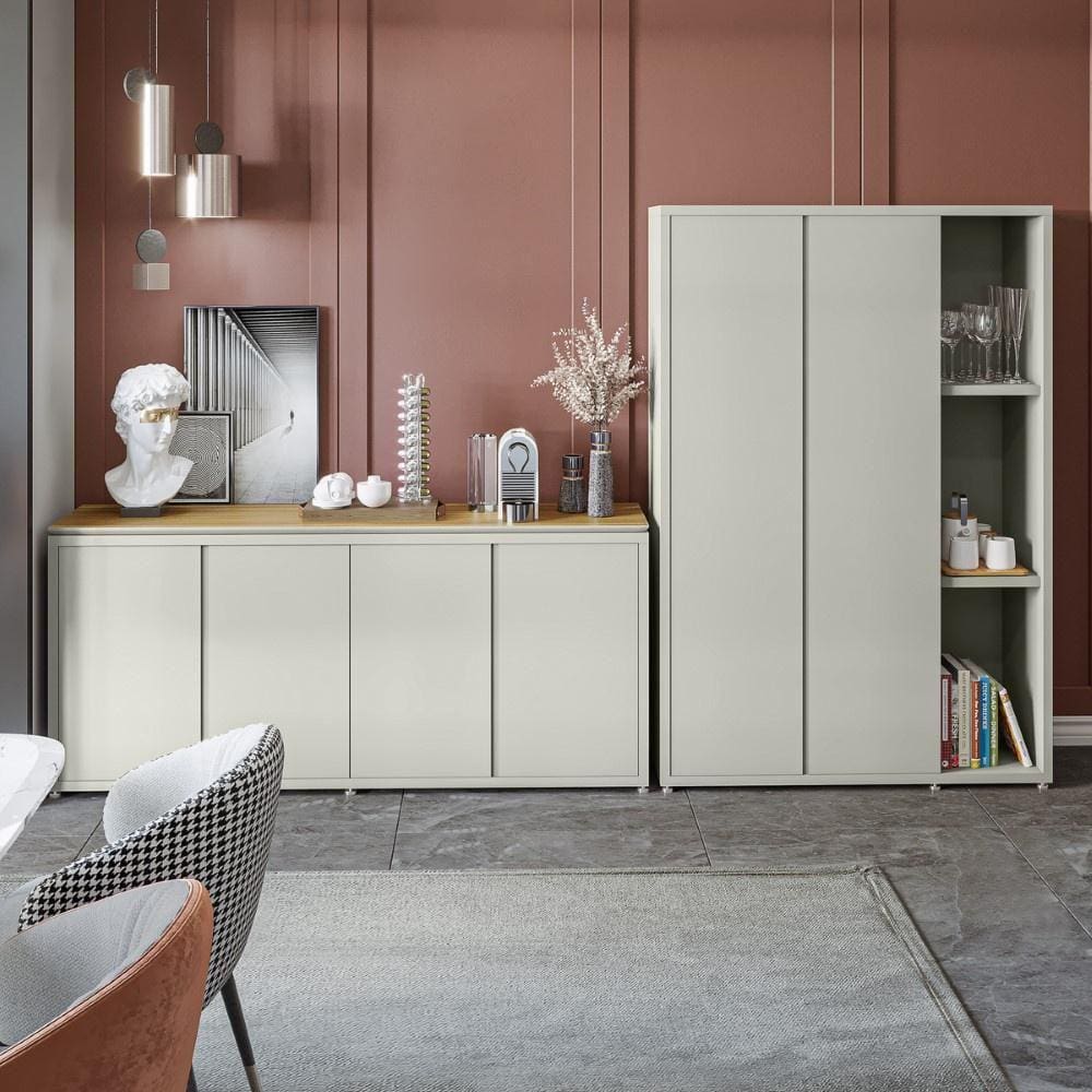 Conjunto Sala de Jantar 2 Peças Armário Alto e Buffet Balcão Oslo