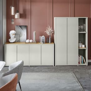 Conjunto Sala de Jantar 2 Peças Armário Alto e Buffet Balcão Oslo