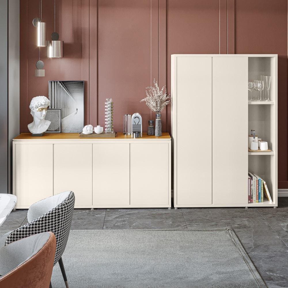 Conjunto Sala de Jantar 2 Peças Armário Alto e Buffet Balcão Oslo