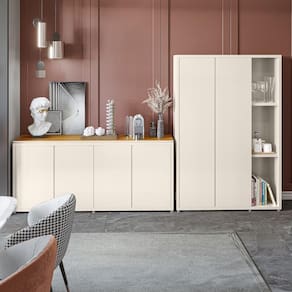 Conjunto Sala de Jantar 2 Peças Armário Alto e Buffet Balcão Oslo
