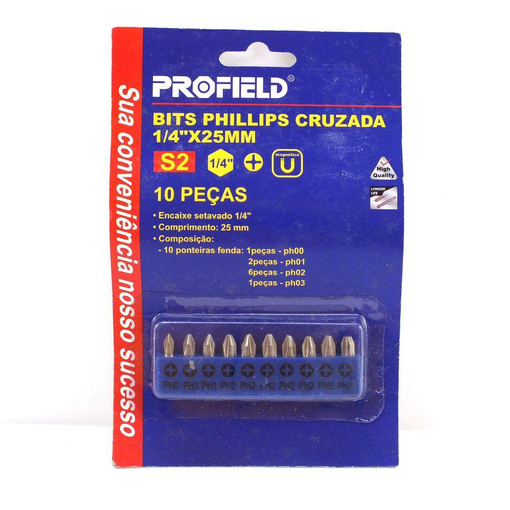 Kit Acessórios 10 Ponta De Chave Profield Phillips 25 Mm