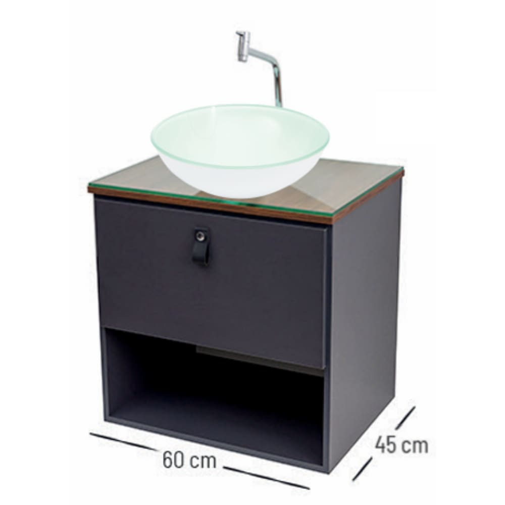 Gabinete MDF Tulipa Carbon/Pau Ferro - Vildrex