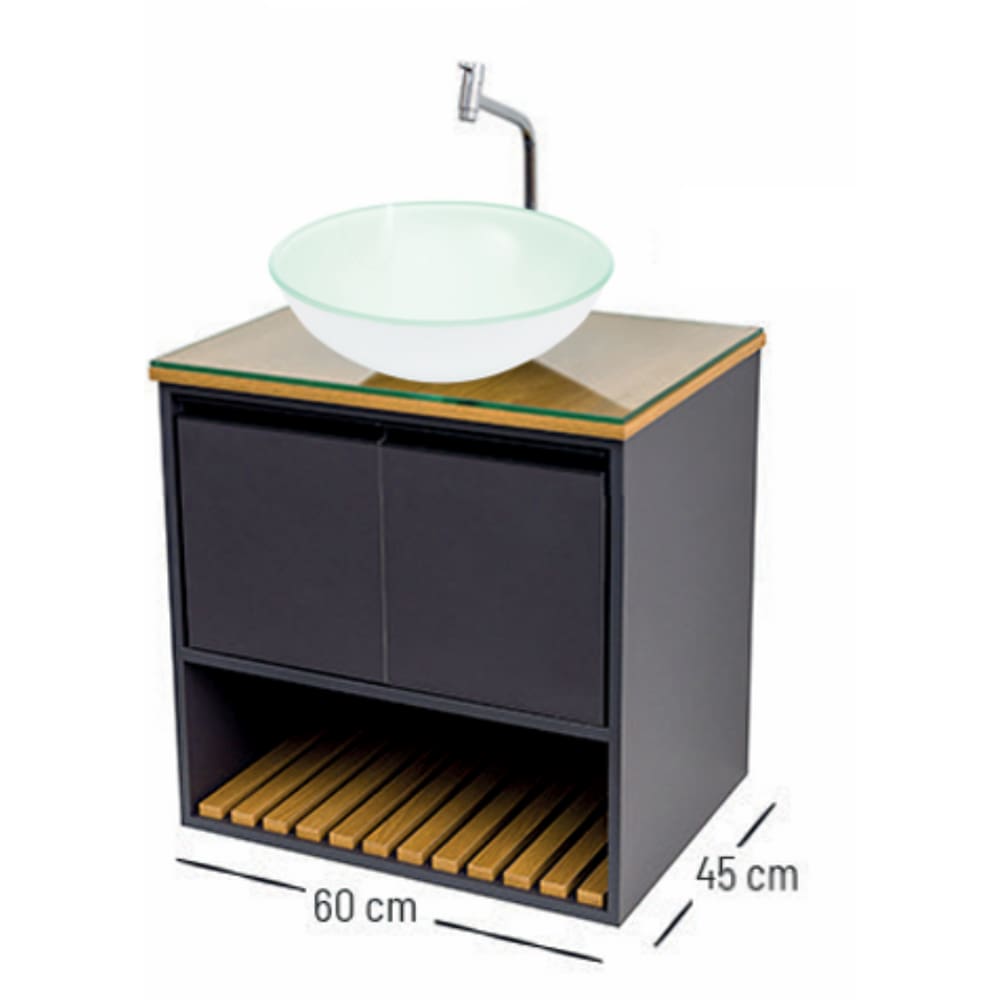 Gabinete MDF Lirio Carbon/Freijó - Vildrex