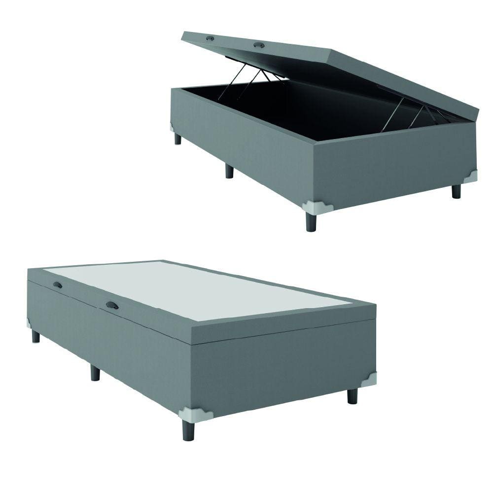 Cama Box com Baú Solteiro 0,88m com 41cm de Altura Prince Cinza