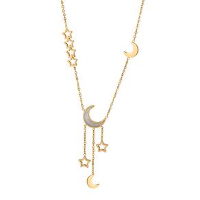 Colar Feminino Lua E Estrela Adhara Banho Ouro 18k Aço Inox