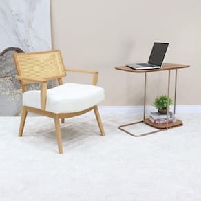 Mesa Apoio Sofá Onix Metal e Madeira Amêndoa/Cobre