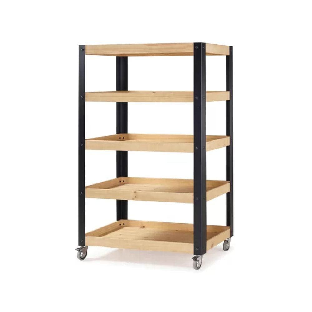 Estante de Apoio Alta 150 Cm Angus Carvalho/Preto Fosco