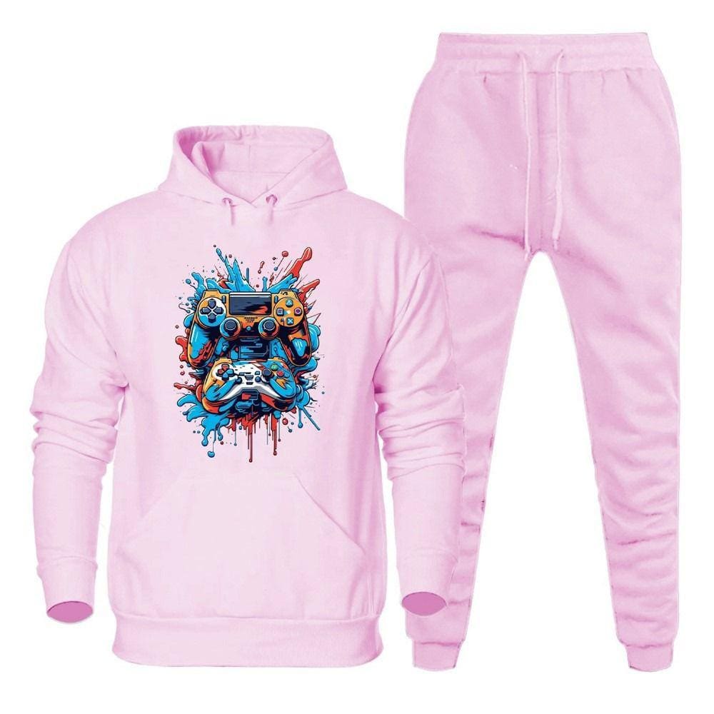 Kit Moletom Canguru Capuz e Calça Jogger Flanelada Elastico Cordao Ajustavel Estampa Video Game