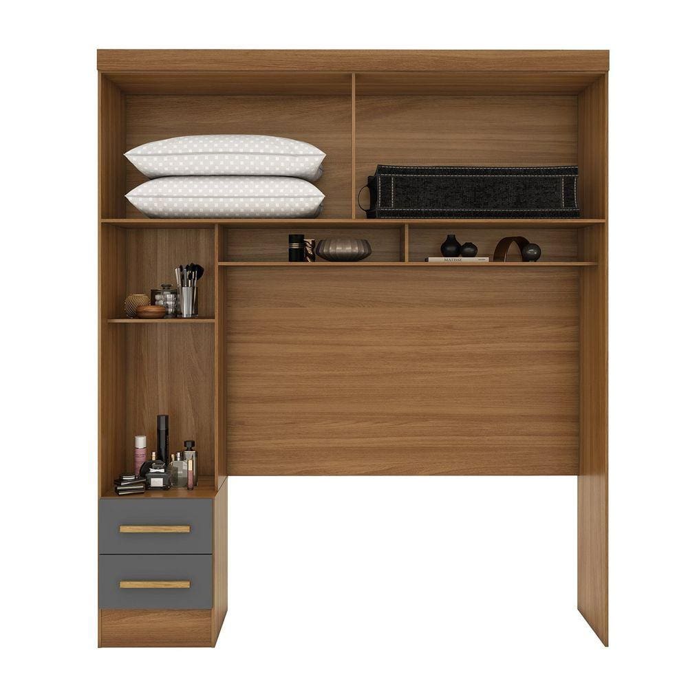 Módulo Closet Smart Aéreo Gavetas com Maleiro Cinamomo/Chumbo