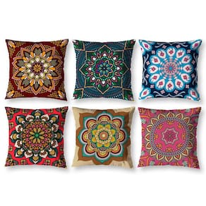 Kit 6 Capas De Almofada 40Cm X 40Cm Estampadas Mandala