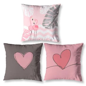 Kit 3 Capas De Almofada 40Cm X 40Cm Estampadas Flamingo