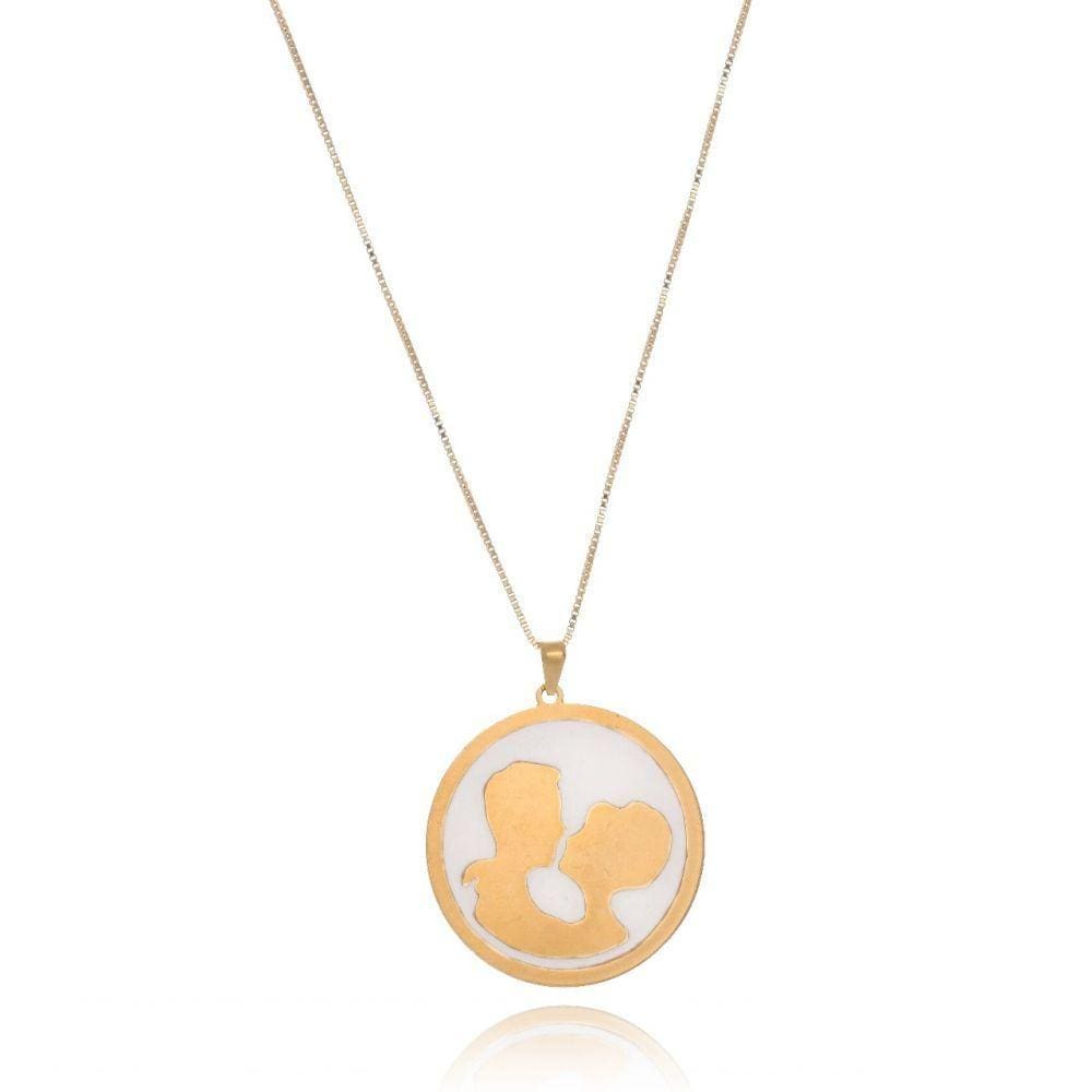 Colar Casal Apaixonado Folheado Em Ouro 18k