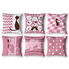 Kit 6 Almofadas Cheias 40Cm X 40Cm Estampadas Gatos