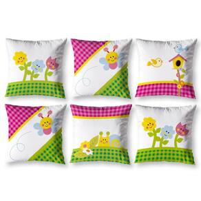 Kit 6 Almofadas Cheias Infantil 40Cm X 40Cm Zíper Florzinha