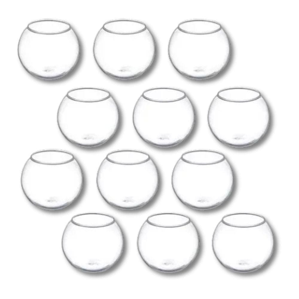 Kit 20 Mini Vaso Aquário Castiçal Redondo De Vidro 750Ml